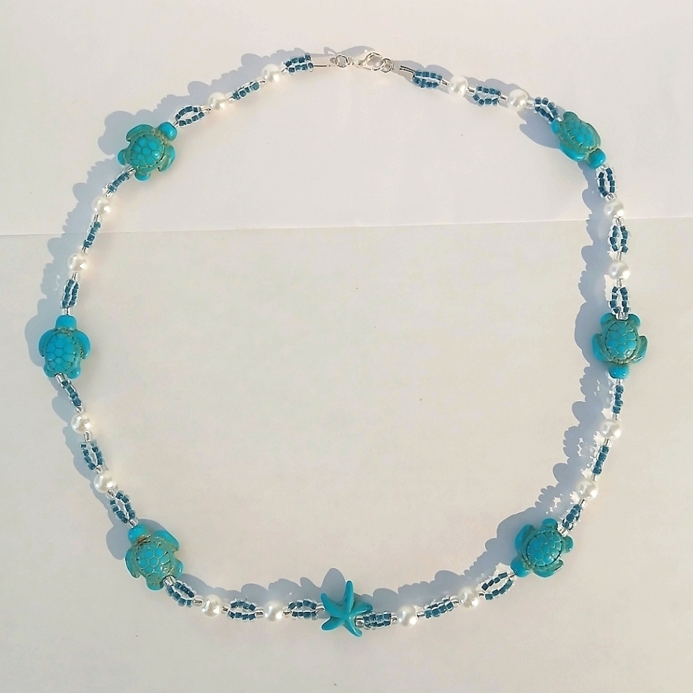 Turquoise Turtle & Starfish Necklace